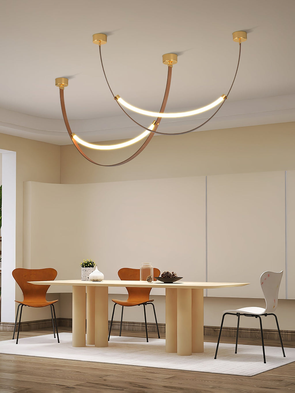 Belt Pendant Lamp | Leather & Acrylic | Black or Brown, Adjustable Length
