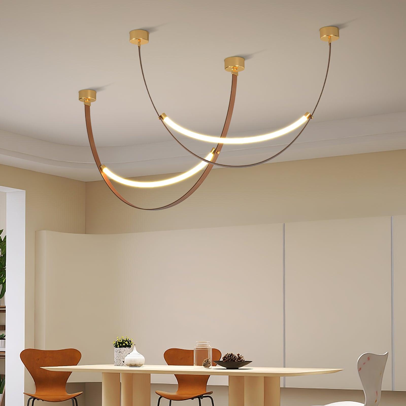 Belt Pendant Lamp | Leather & Acrylic | Black or Brown, Adjustable Length
