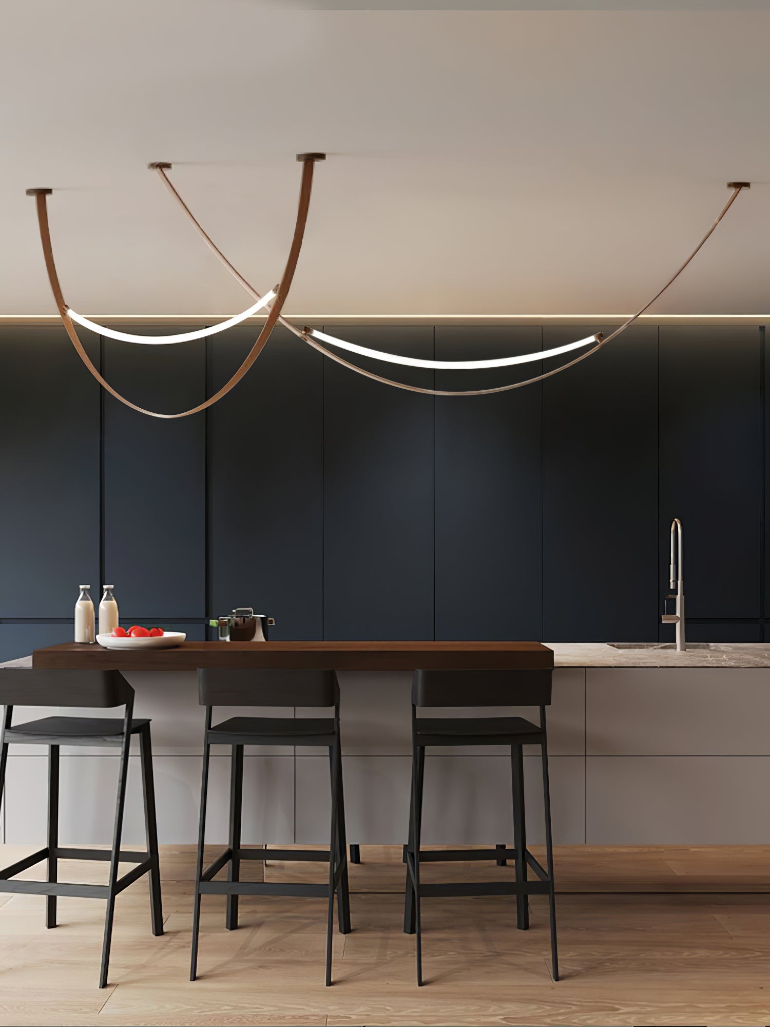 Belt Pendant Lamp | Leather & Acrylic | Black or Brown, Adjustable Length