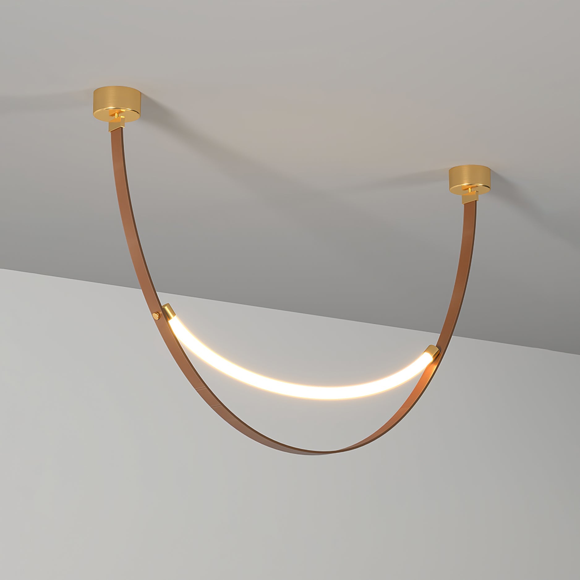 Belt Pendant Lamp | Leather & Acrylic | Black or Brown, Adjustable Length