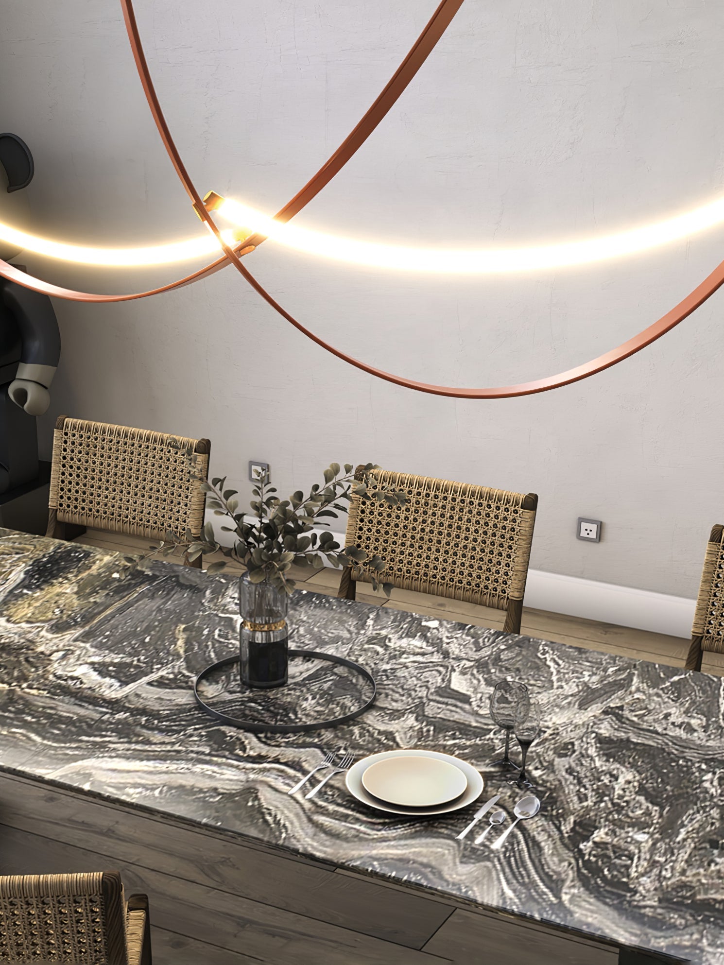 Belt Pendant Lamp | Leather & Acrylic | Black or Brown, Adjustable Length