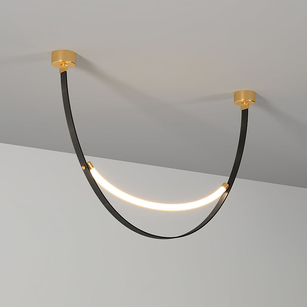 Belt Pendant Lamp | Leather & Acrylic | Black or Brown, Adjustable Length