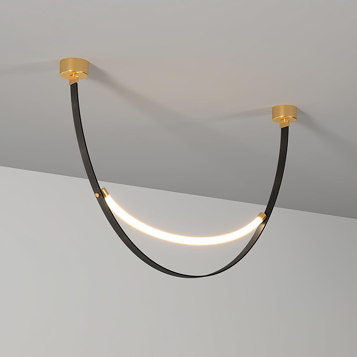 Belt Pendant Lamp | Leather & Acrylic | Black or Brown, Adjustable Length