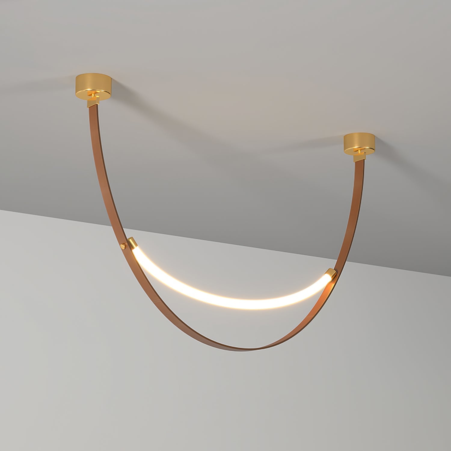 Belt Pendant Lamp | Leather & Acrylic | Black or Brown, Adjustable Length