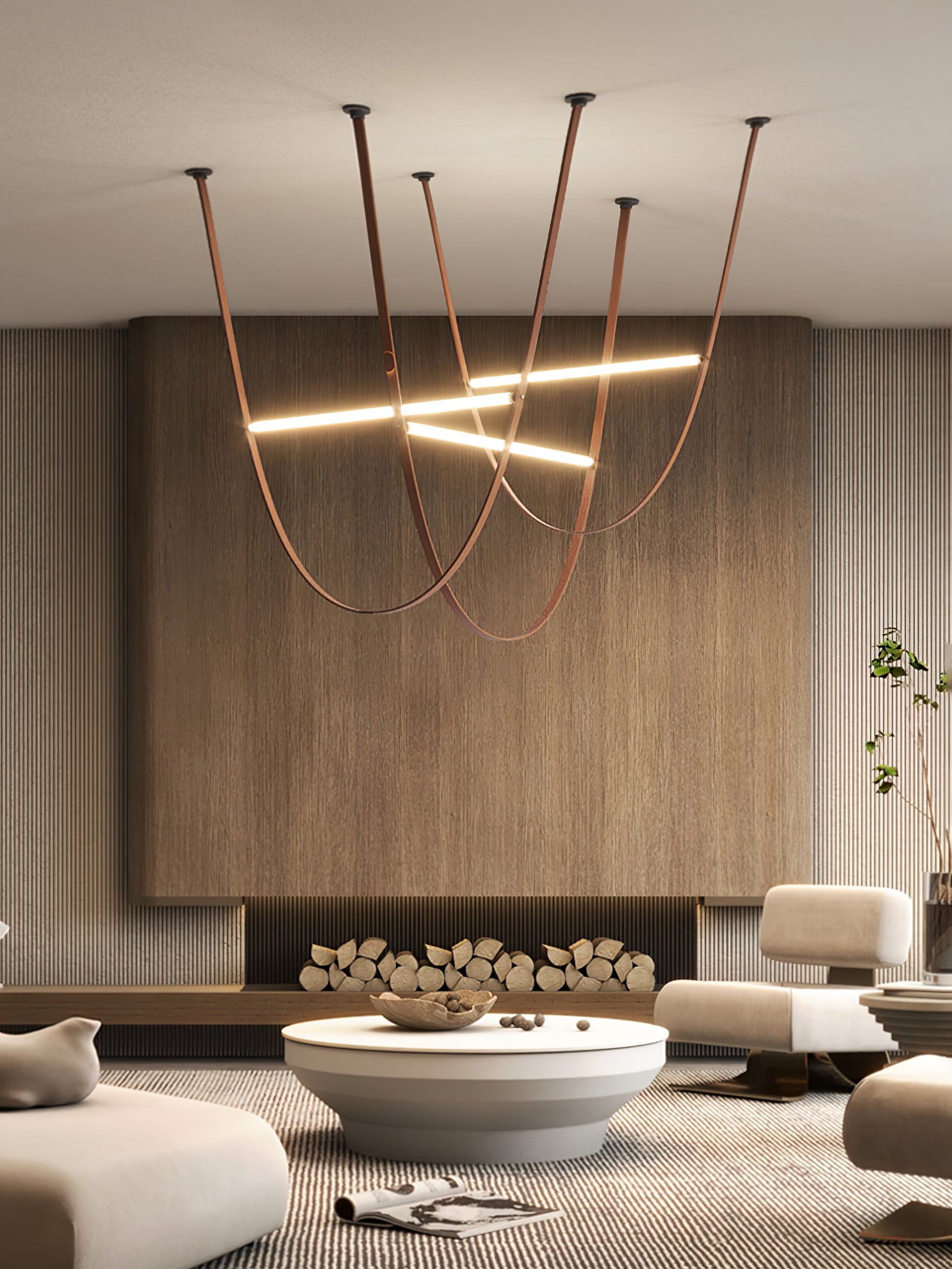 Belt Pendant Lamp | Leather & Acrylic | Black or Brown, Adjustable Length
