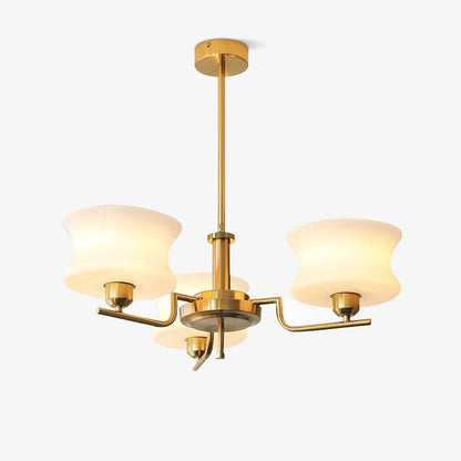 Belue Chandelier | Vintage Gold Metal & Glass | 3 or 5 Heads