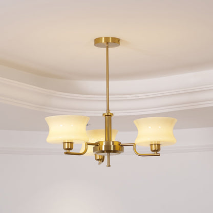 Belue Chandelier | Vintage Gold Metal & Glass | 3 or 5 Heads