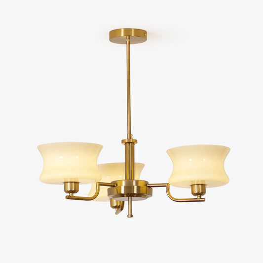 Belue Chandelier | Vintage Gold Metal & Glass | 3 or 5 Heads