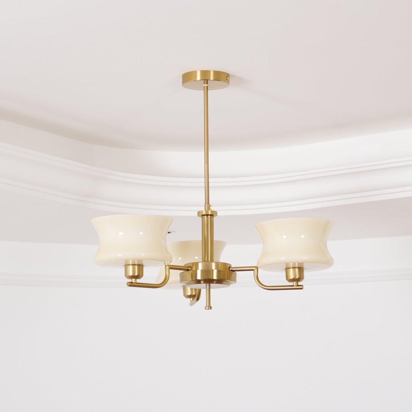 Belue Chandelier | Vintage Gold Metal & Glass | 3 or 5 Heads