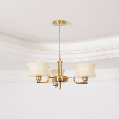 Belue Chandelier | Vintage Gold Metal & Glass | 3 or 5 Heads