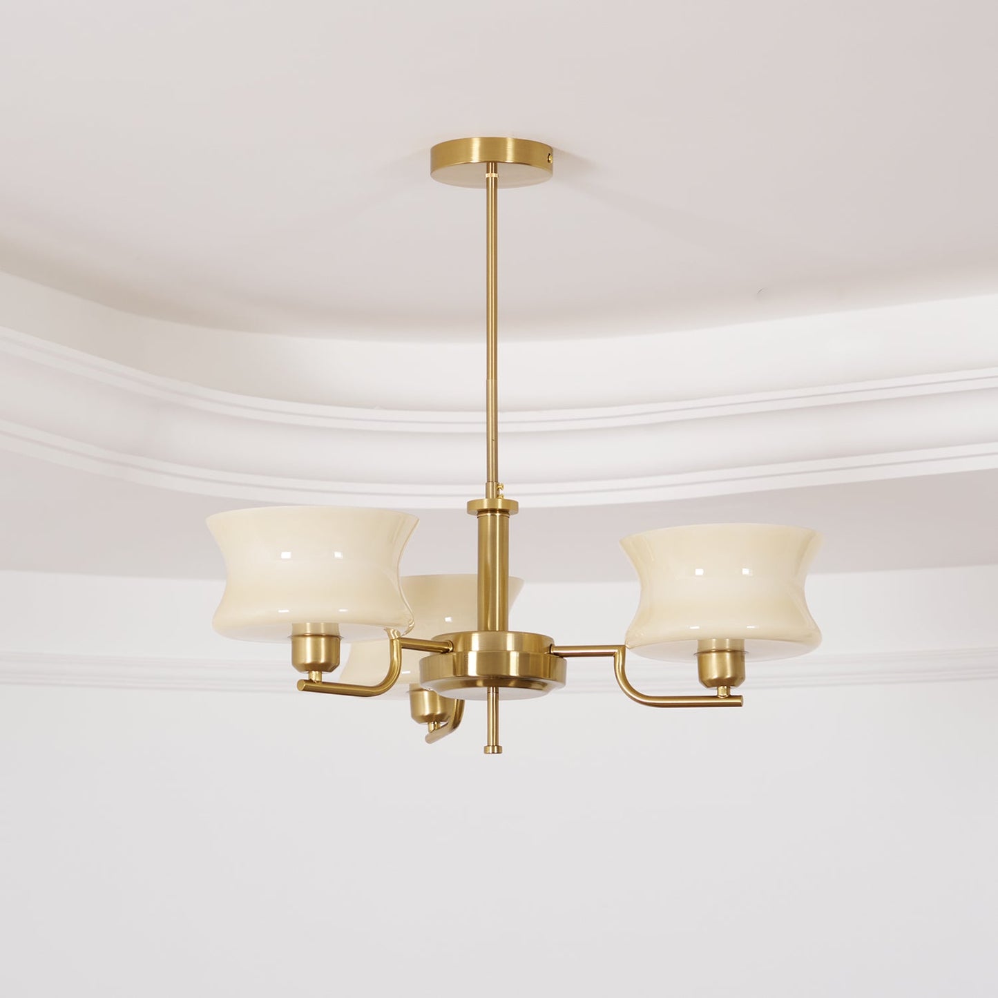 Belue Chandelier | Vintage Gold Metal & Glass | 3 or 5 Heads