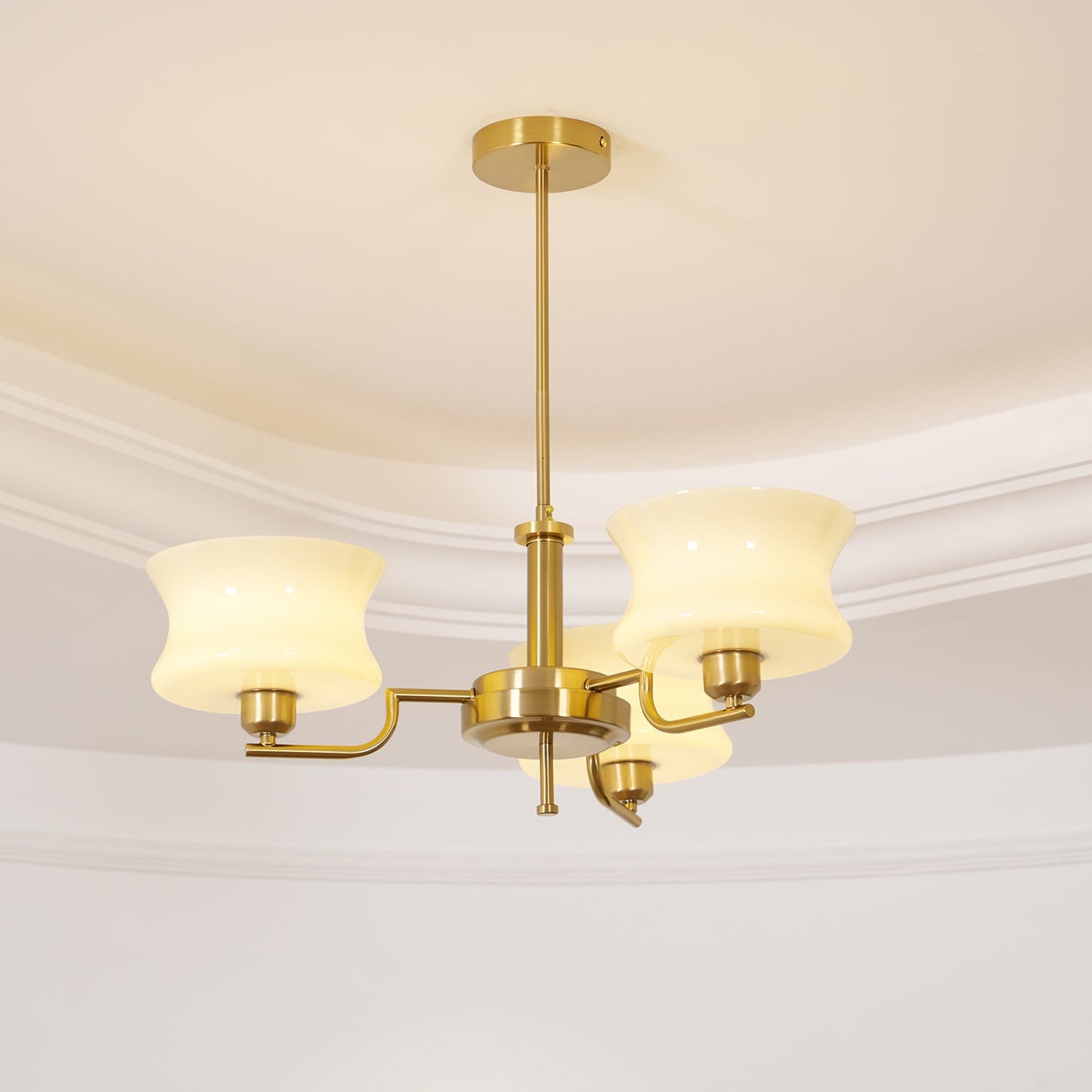 Belue Chandelier | Vintage Gold Metal & Glass | 3 or 5 Heads