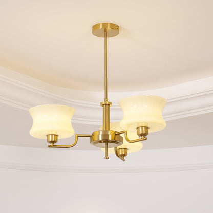 Belue Chandelier | Vintage Gold Metal & Glass | 3 or 5 Heads