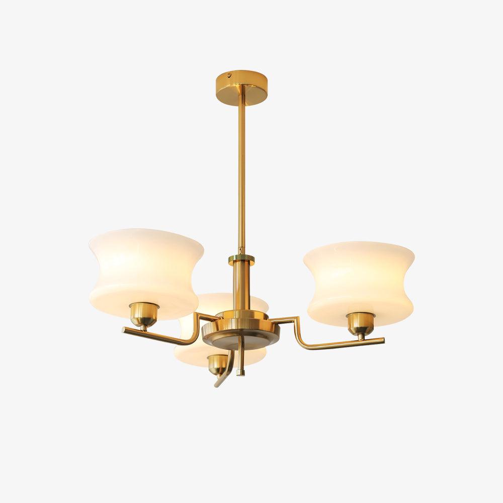 Belue Chandelier | Vintage Gold Metal & Glass | 3 or 5 Heads