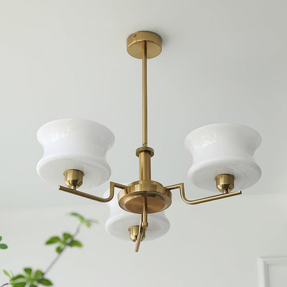 Belue Chandelier | Vintage Gold Metal & Glass | 3 or 5 Heads