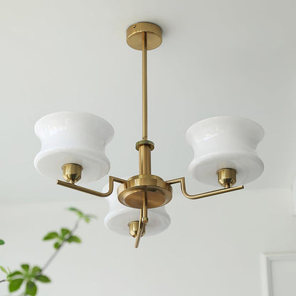 Belue Chandelier | Vintage Gold Metal & Glass | 3 or 5 Heads