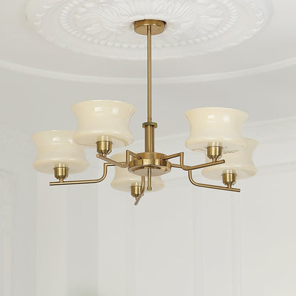 Belue Chandelier | Vintage Gold Metal & Glass | 3 or 5 Heads