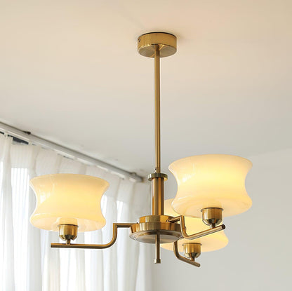 Belue Chandelier | Vintage Gold Metal & Glass | 3 or 5 Heads