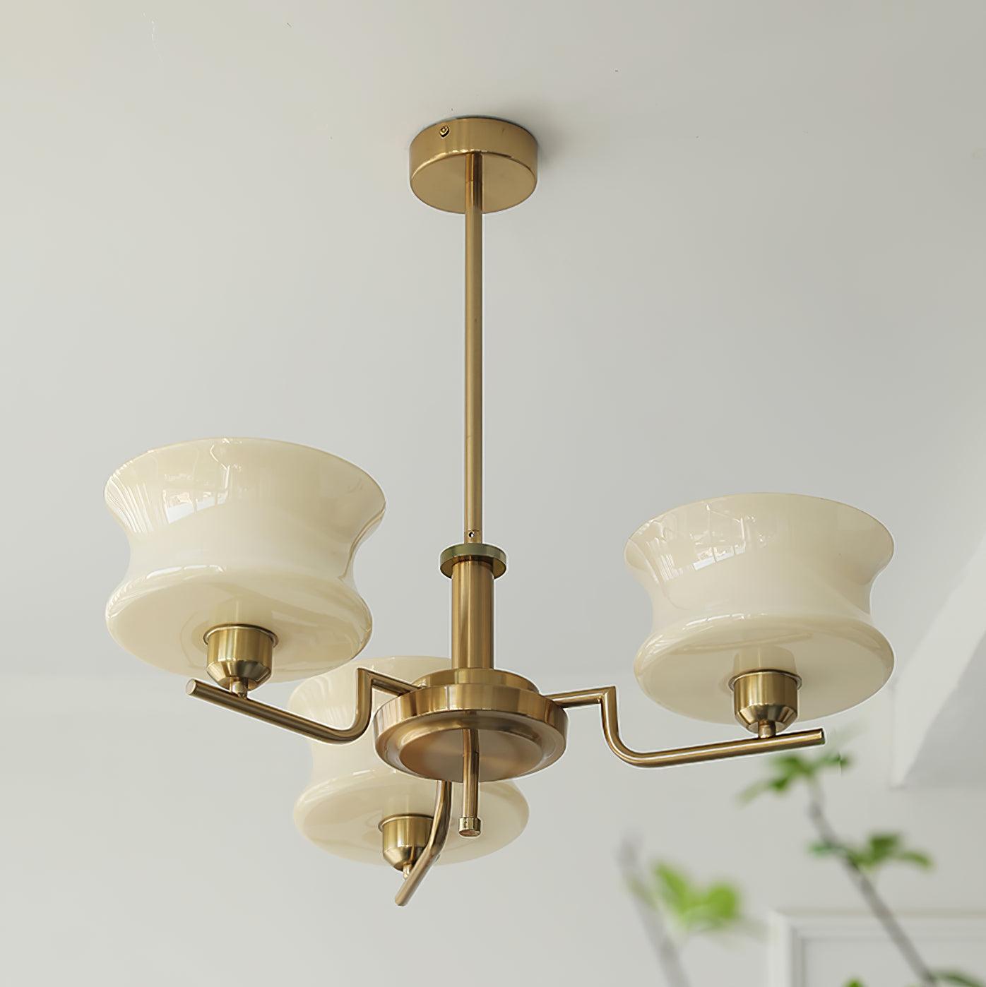 Belue Chandelier | Vintage Gold Metal & Glass | 3 or 5 Heads