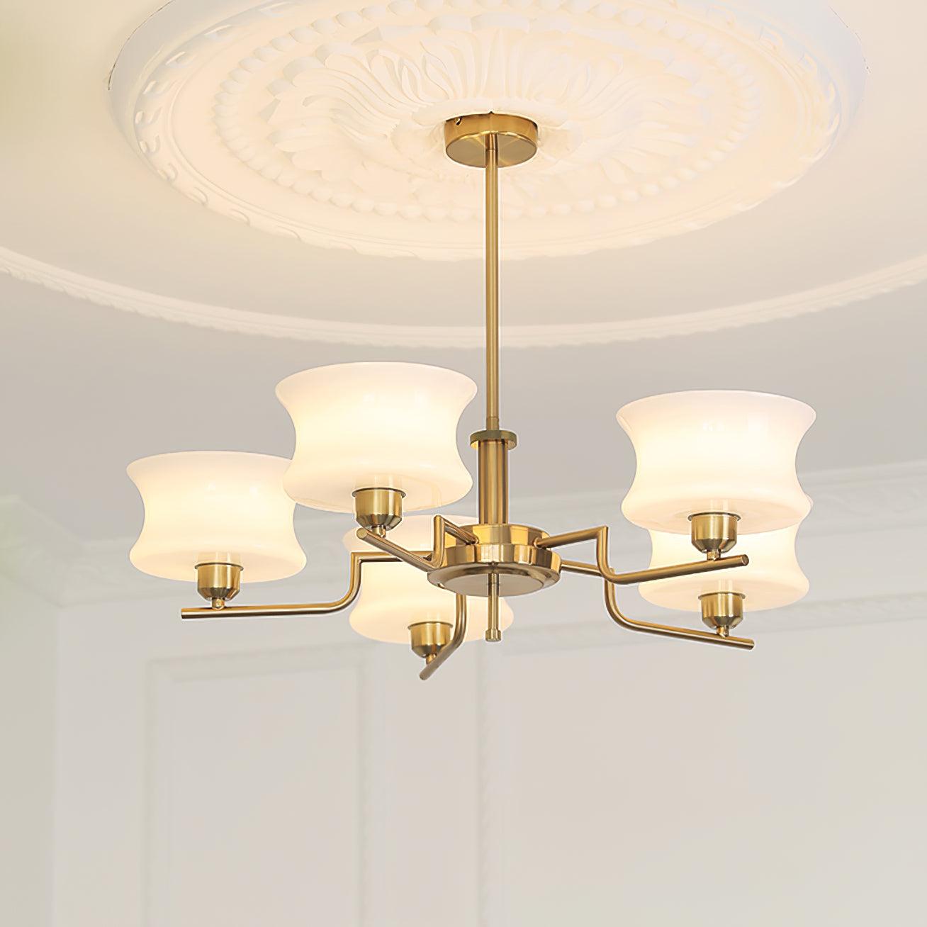 Belue Chandelier | Vintage Gold Metal & Glass | 3 or 5 Heads