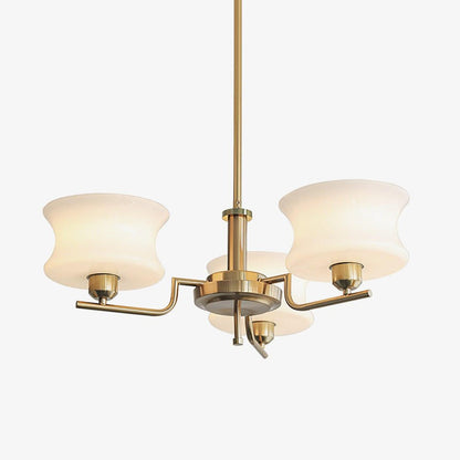 Belue Chandelier | Vintage Gold Metal & Glass | 3 or 5 Heads