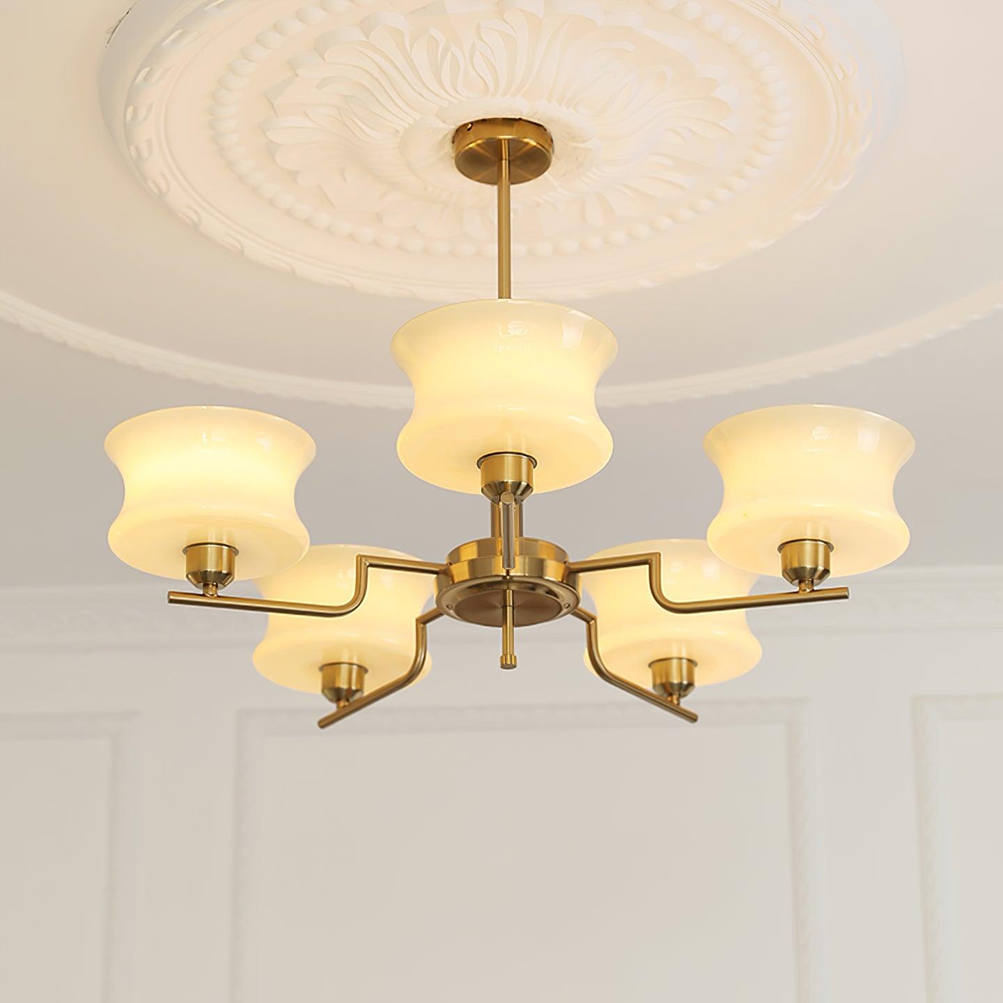 Belue Chandelier | Vintage Gold Metal & Glass | 3 or 5 Heads
