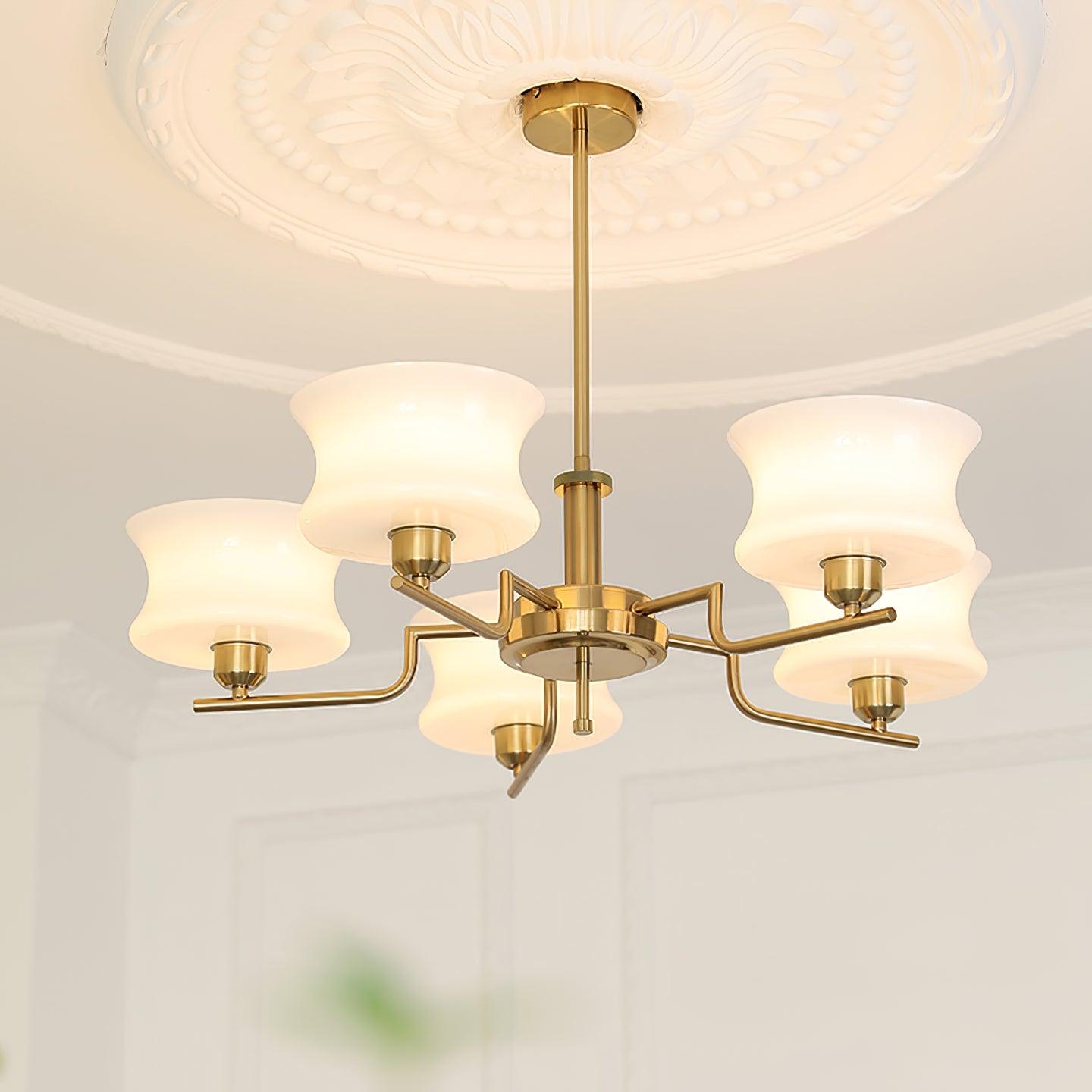 Belue Chandelier | Vintage Gold Metal & Glass | 3 or 5 Heads