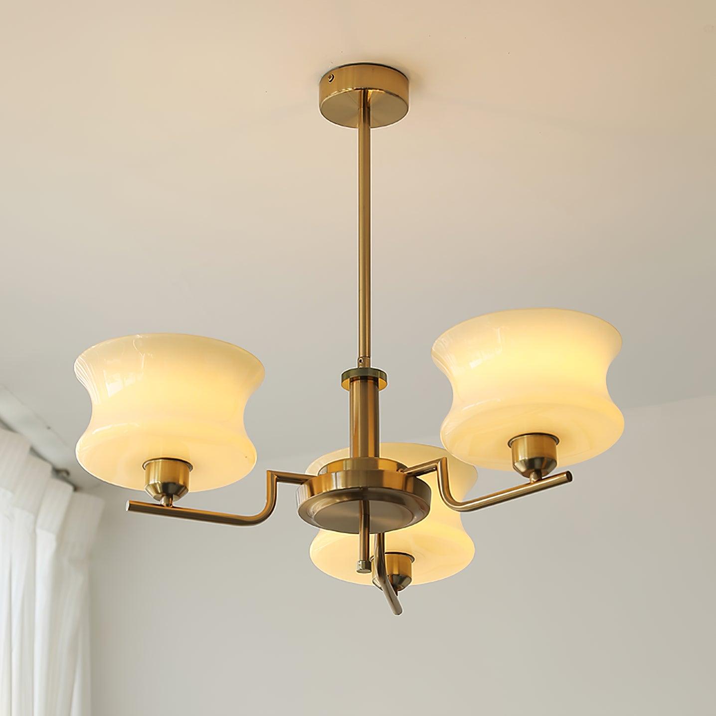 Belue Chandelier | Vintage Gold Metal & Glass | 3 or 5 Heads
