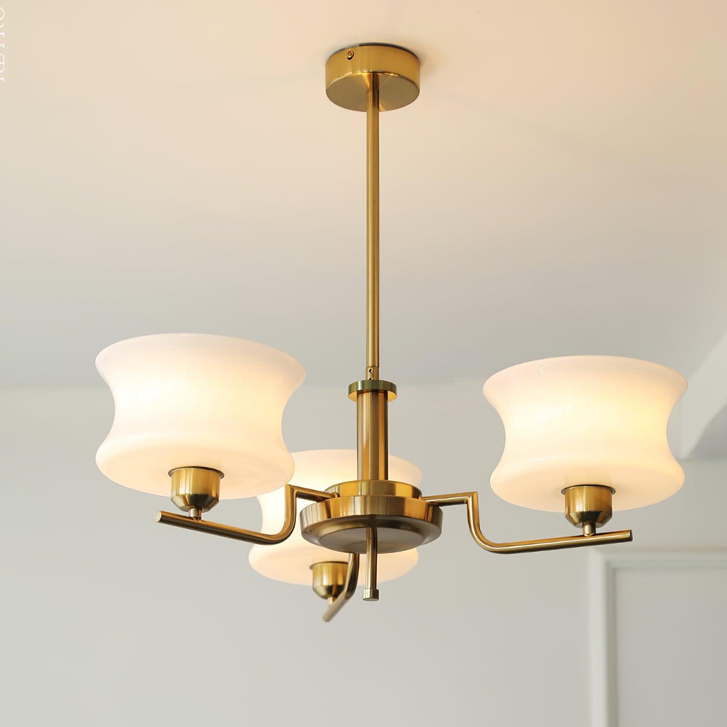 Belue Chandelier | Vintage Gold Metal & Glass | 3 or 5 Heads