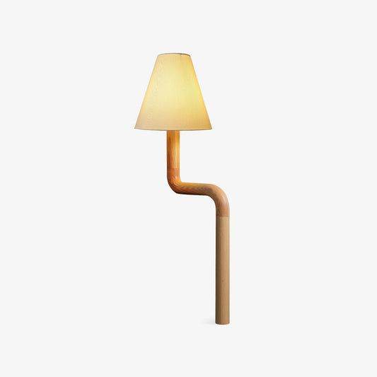 Bend Wood Table Lamp | Wood, Metal, Fabric | White Shade