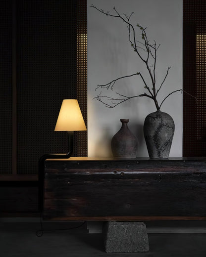 Bend Wood Table Lamp | Wood, Metal, Fabric | White Shade