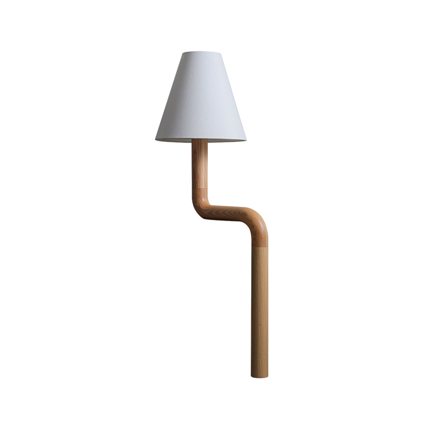 Bend Wood Table Lamp | Wood, Metal, Fabric | White Shade