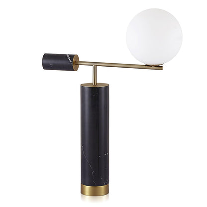 Bendik Ceramic Desk Lamp | Metal, Glass, Marble | Black+Gold, White+Gold