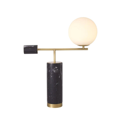 Bendik Ceramic Desk Lamp | Metal, Glass, Marble | Black+Gold, White+Gold