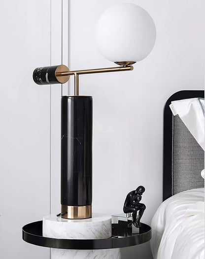 Bendik Ceramic Desk Lamp | Metal, Glass, Marble | Black+Gold, White+Gold