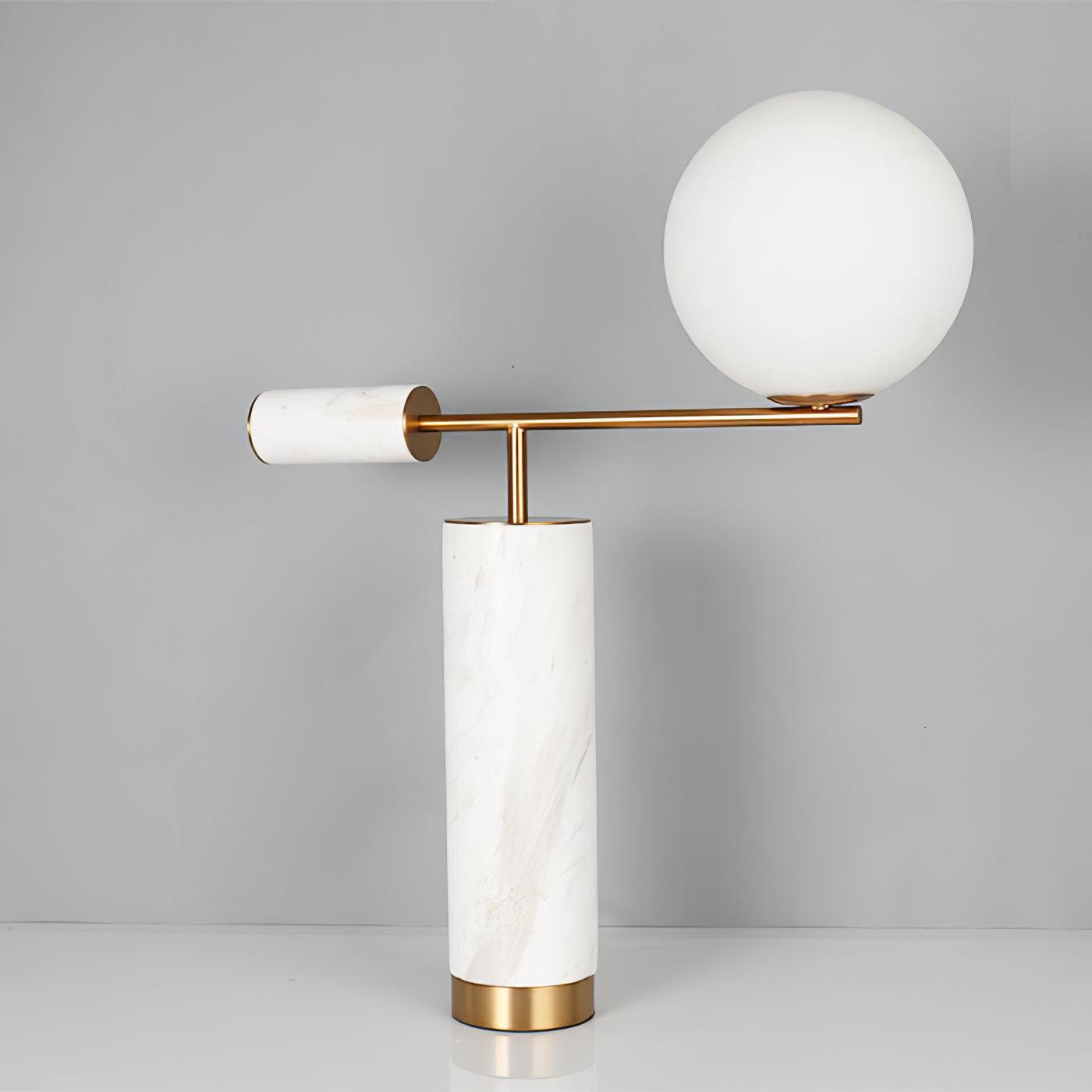 Bendik Ceramic Desk Lamp | Metal, Glass, Marble | Black+Gold, White+Gold