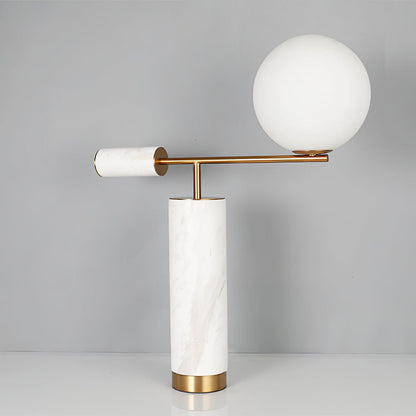 Bendik Ceramic Desk Lamp | Metal, Glass, Marble | Black+Gold, White+Gold