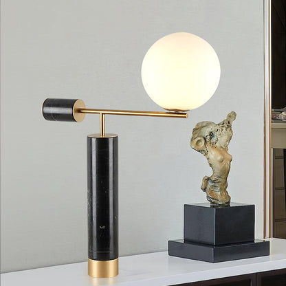 Bendik Ceramic Desk Lamp | Metal, Glass, Marble | Black+Gold, White+Gold