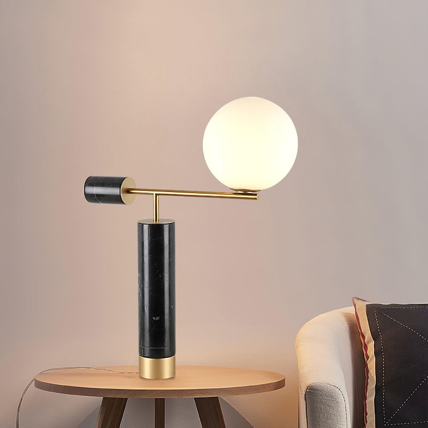 Bendik Ceramic Desk Lamp | Metal, Glass, Marble | Black+Gold, White+Gold