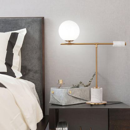 Bendik Ceramic Desk Lamp | Metal, Glass, Marble | Black+Gold, White+Gold