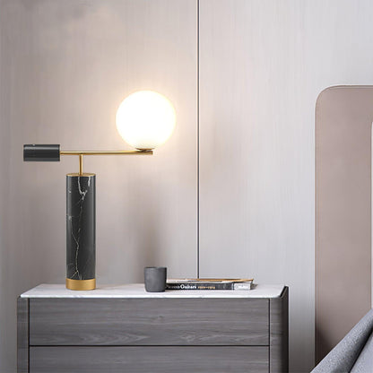 Bendik Ceramic Desk Lamp | Metal, Glass, Marble | Black+Gold, White+Gold