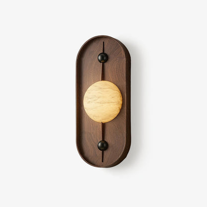 Bezel Wall Lamp | Alabaster & Metal | Walnut Color