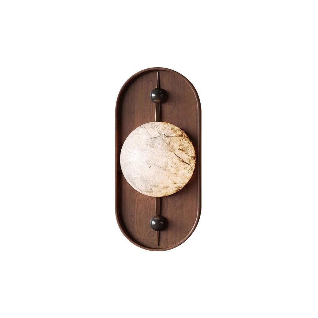 Bezel Wall Lamp | Alabaster & Metal | Walnut Color