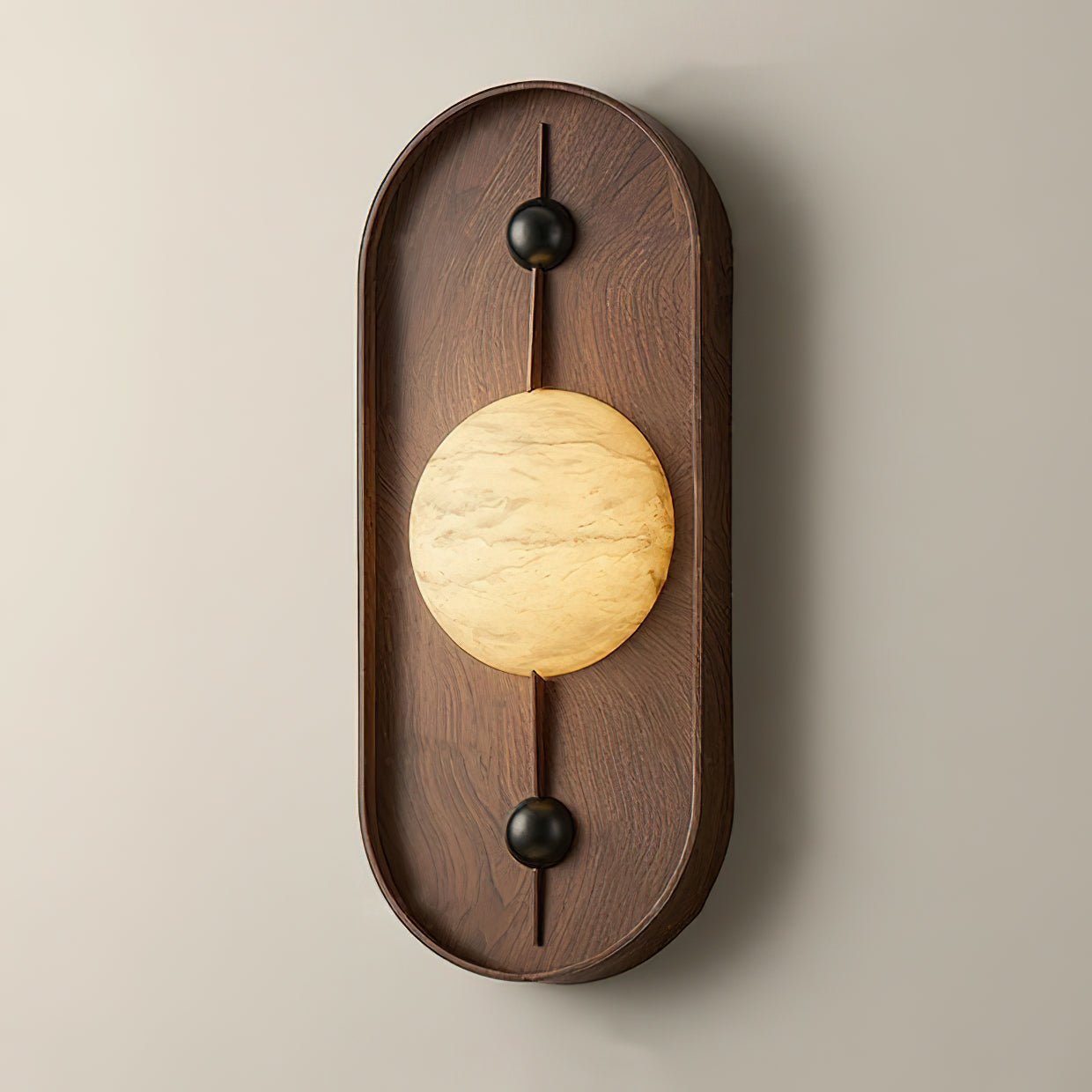 Bezel Wall Lamp | Alabaster & Metal | Walnut Color