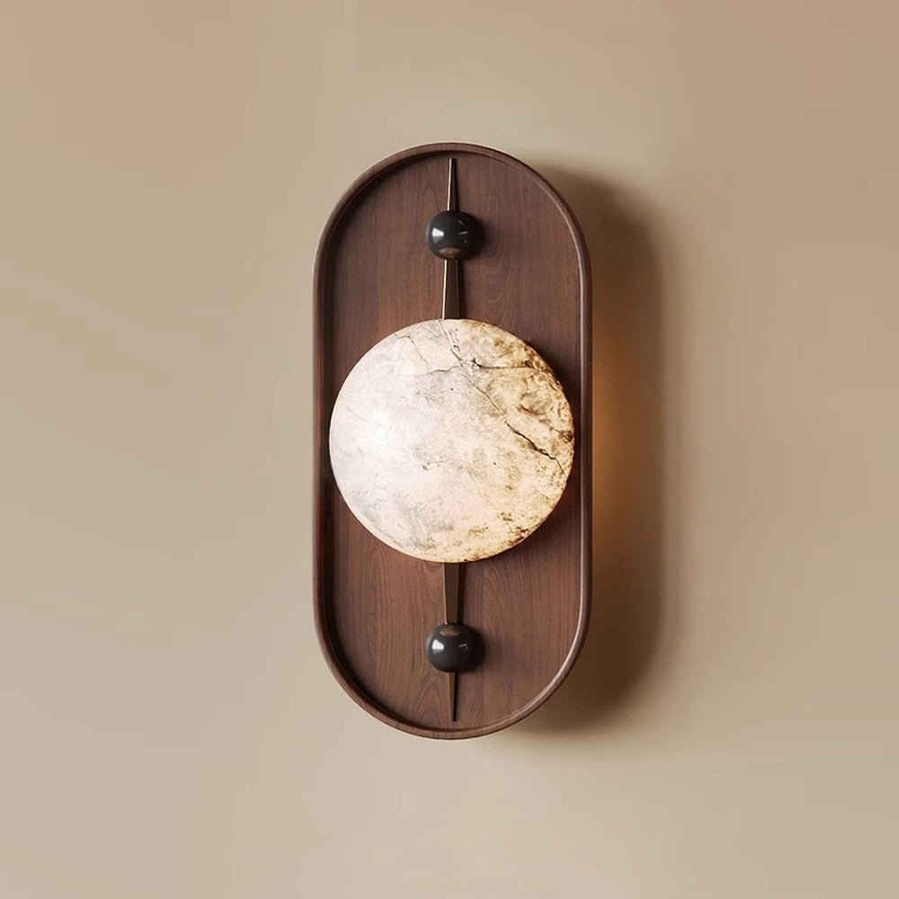 Bezel Wall Lamp | Alabaster & Metal | Walnut Color