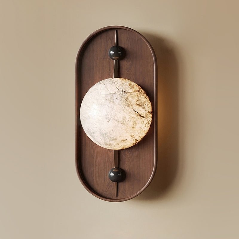Bezel Wall Lamp | Alabaster & Metal | Walnut Color