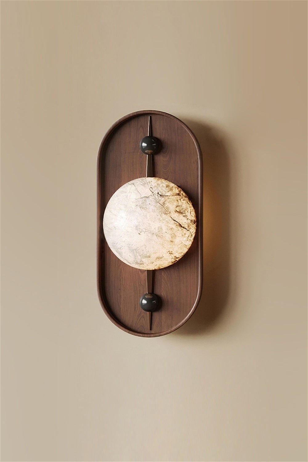 Bezel Wall Lamp | Alabaster & Metal | Walnut Color