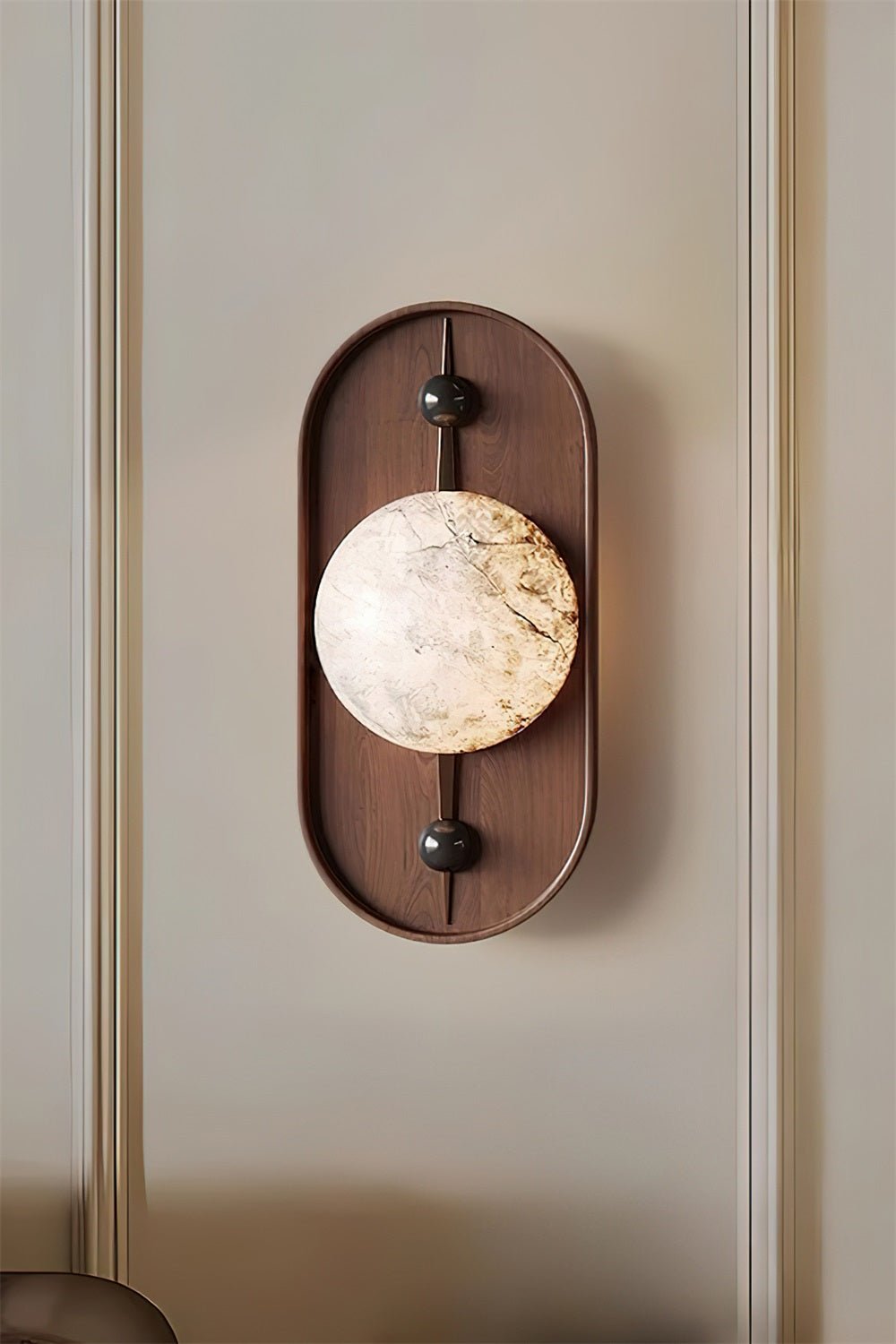 Bezel Wall Lamp | Alabaster & Metal | Walnut Color
