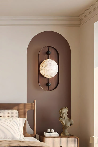 Bezel Wall Lamp | Alabaster & Metal | Walnut Color