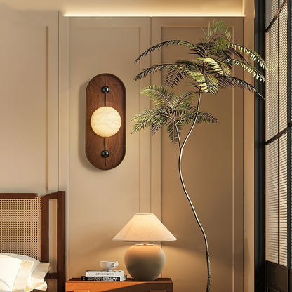 Bezel Wall Lamp | Alabaster & Metal | Walnut Color